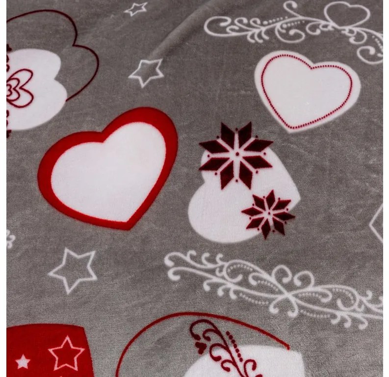 CHRISTMAS HEART 2x szürke karácsonyi mikroplüss pléd 150x200 cm