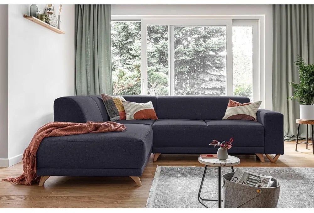 Antracitszürke kinyitható-tárolóhelyes sarokkanapé (bal oldali-L alakú) Classy Sophie – Miuform