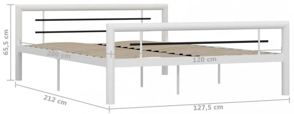 fehér és fekete fém ágykeret 120 x 200 cm