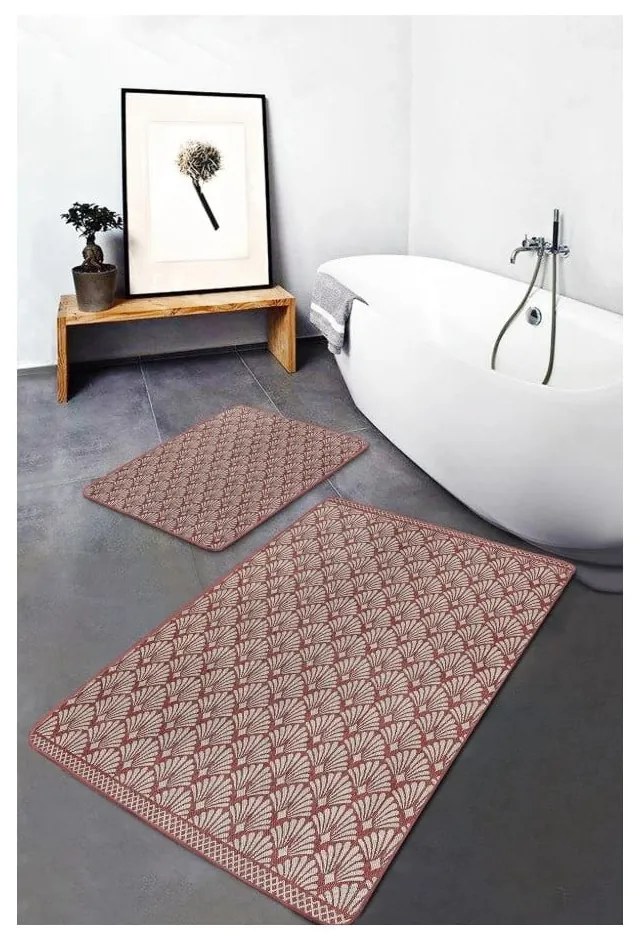 Barna bársony fürdőszobai kilépő szett 2 db-os 60x100 cm – Mila Home