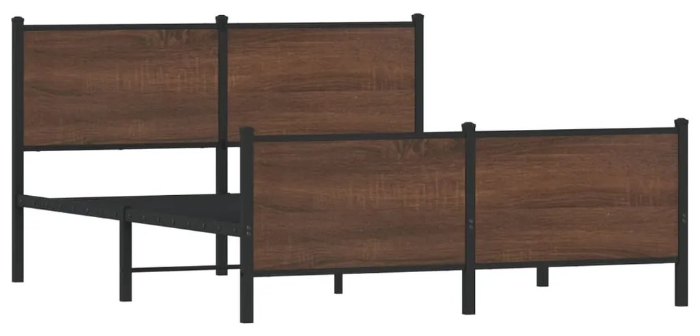 barna tölgy színű fém ágykeret matrac nélkül 160 x 200 cm