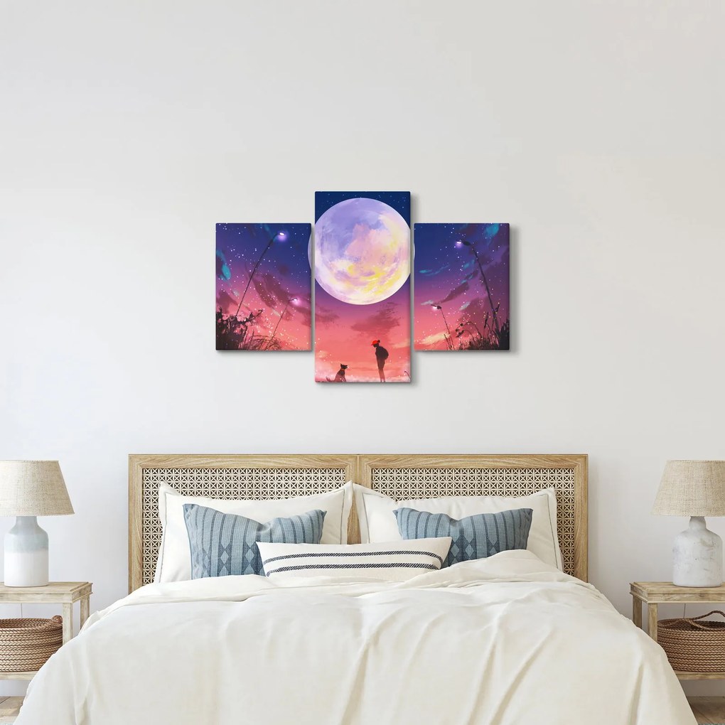 Kép - Nő és kutya teliholdkor (90x60 cm)