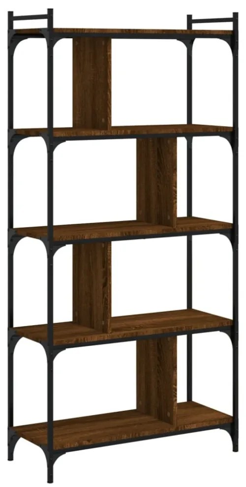 5 szintes barna tölgyszínű fa könyvespolc 76 x 32 x 158 cm