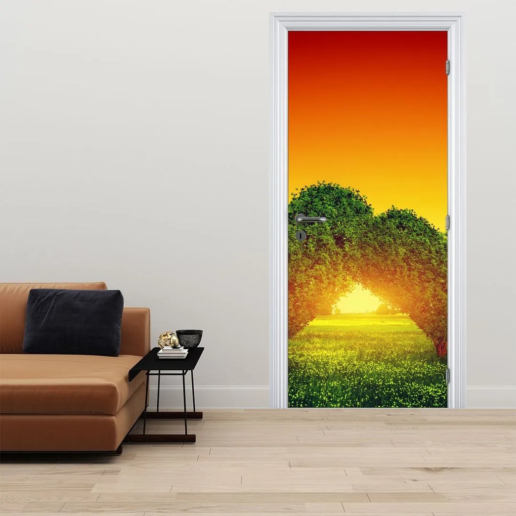 Fotótapéta ajtóra - Szív a fák tetején (95x205cm)