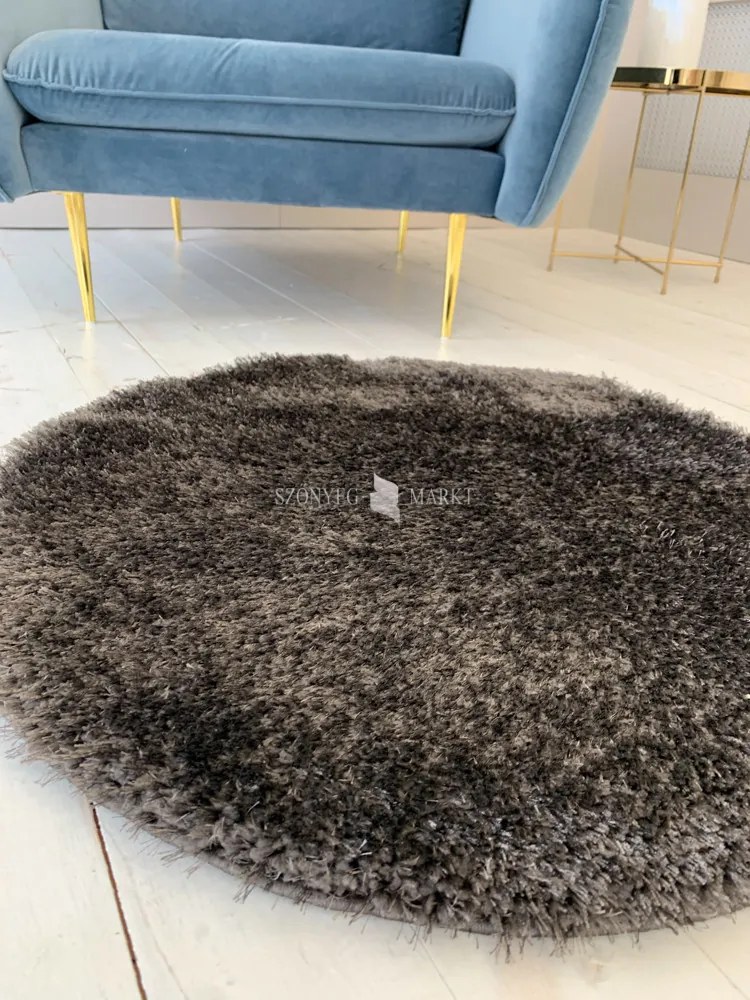 Puffy shaggy kerek szőnyeg Sötétszürke (Dark grey) 160x160