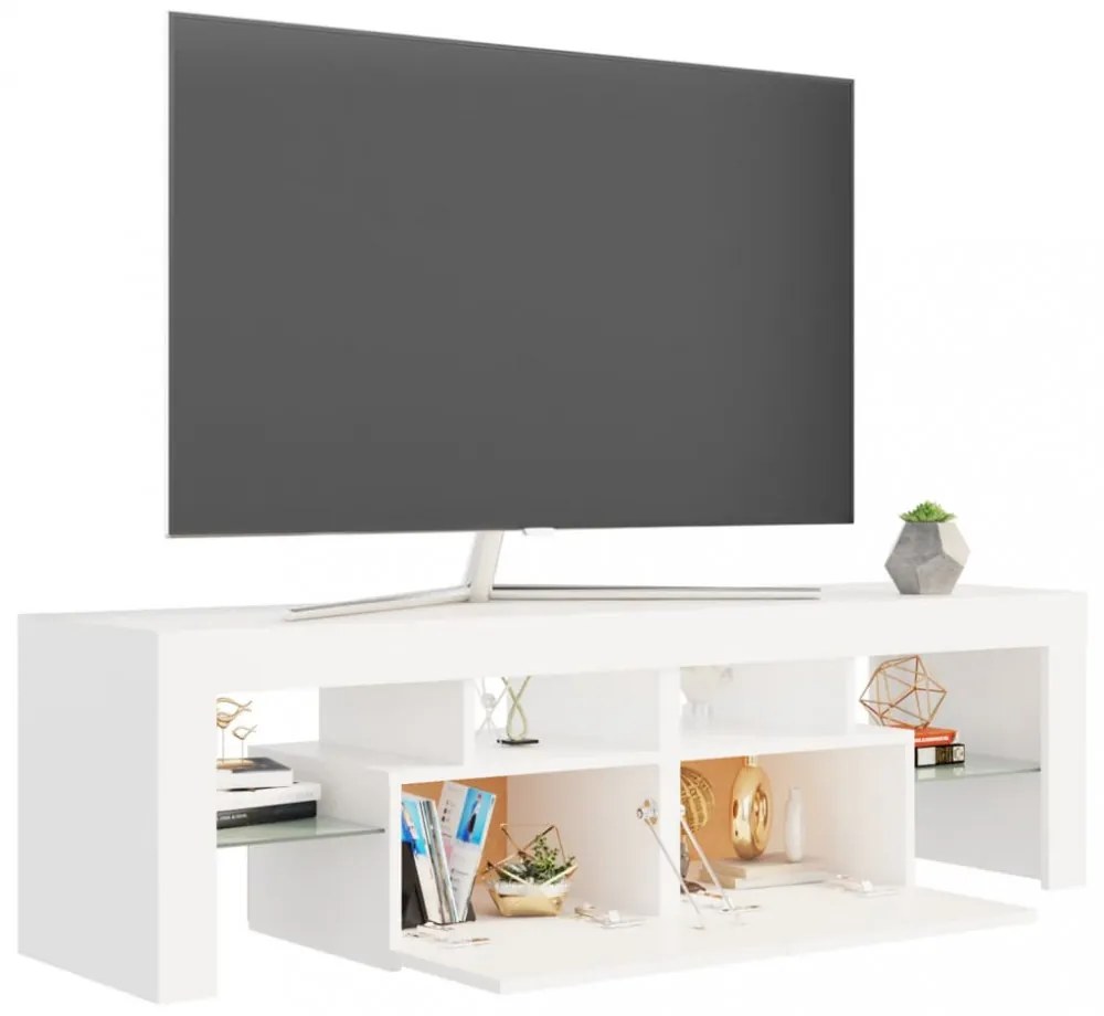 fehér TV-szekrény LED-lámpákkal 140 x 36,5 x 40 cm