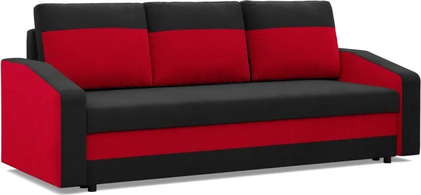 Hewlet kanapéágy, szövet anyag, hab töltet, fekete - piros