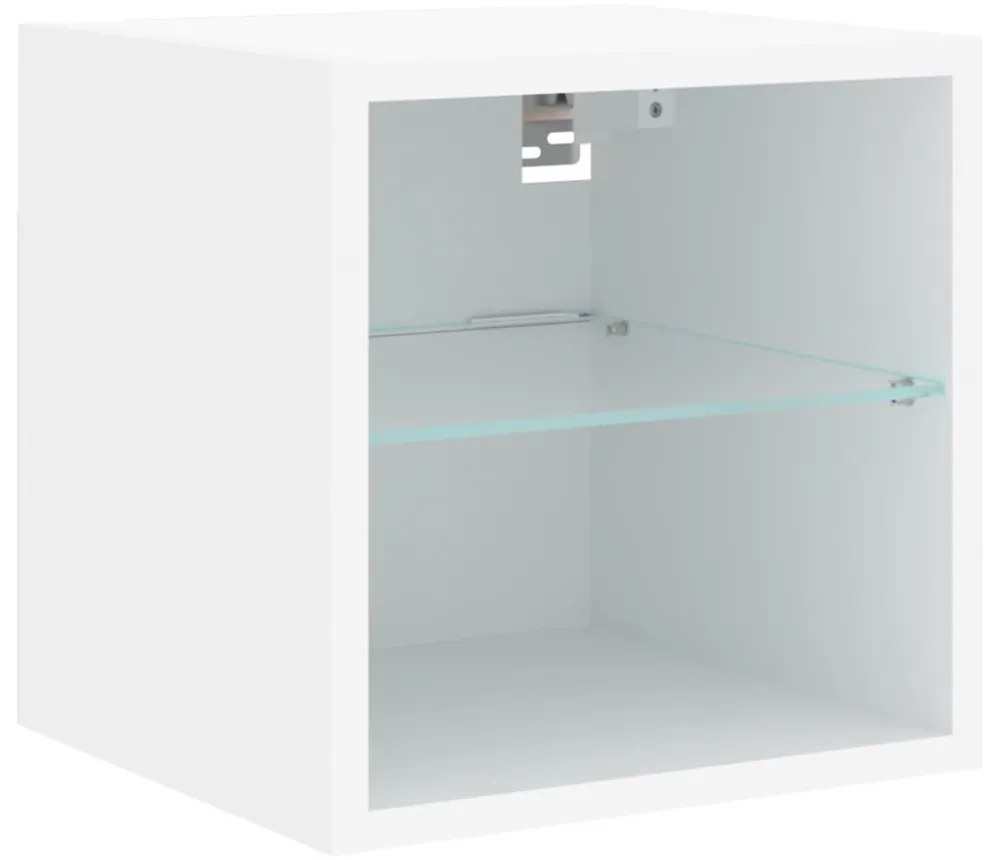 fehér falra szerelhető TV-szekrény LED-lámpákkal 30x28,5x30 cm