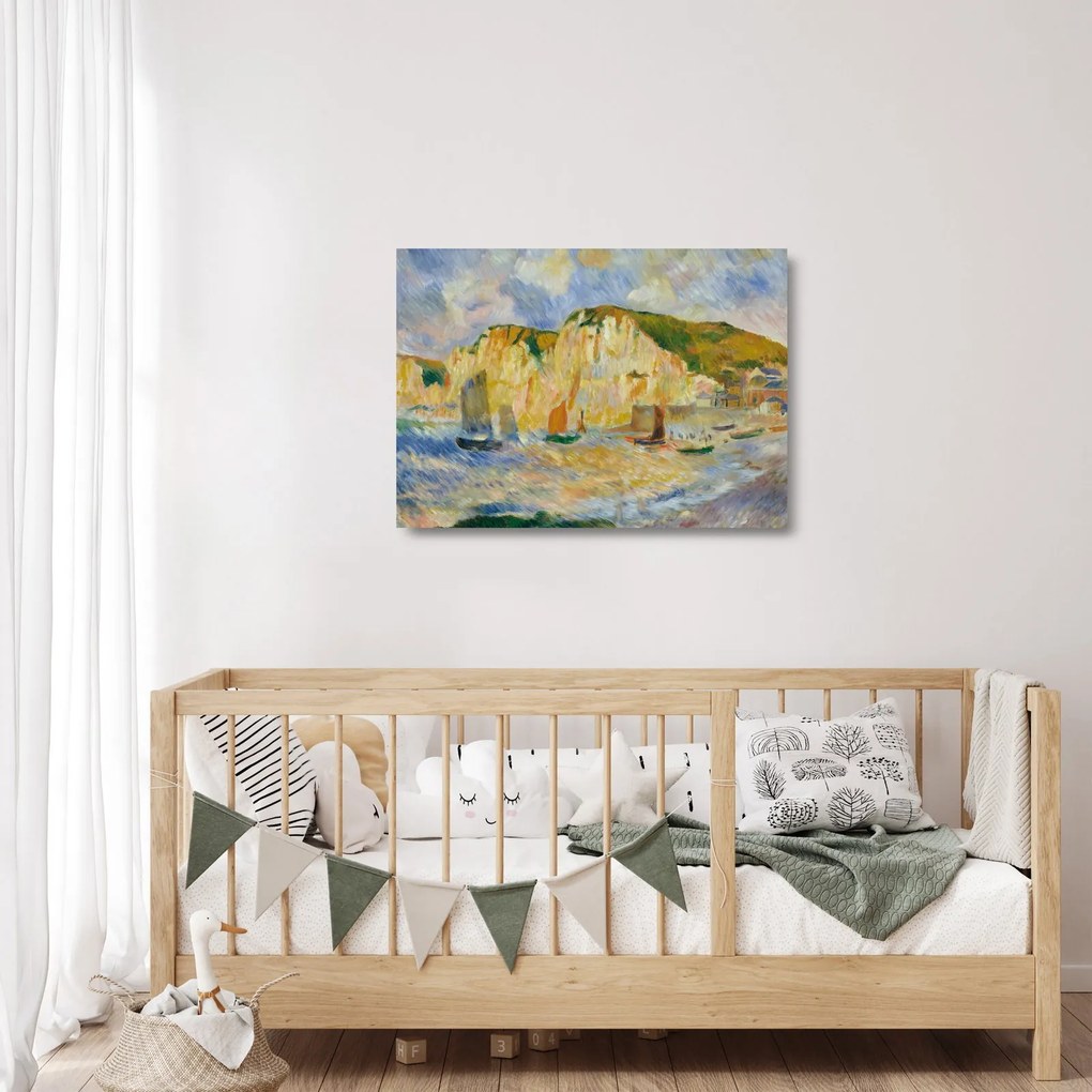 Üveg kép - Auguste Renoir, Sea and Cliffs, reprodukciók (70x50 cm)