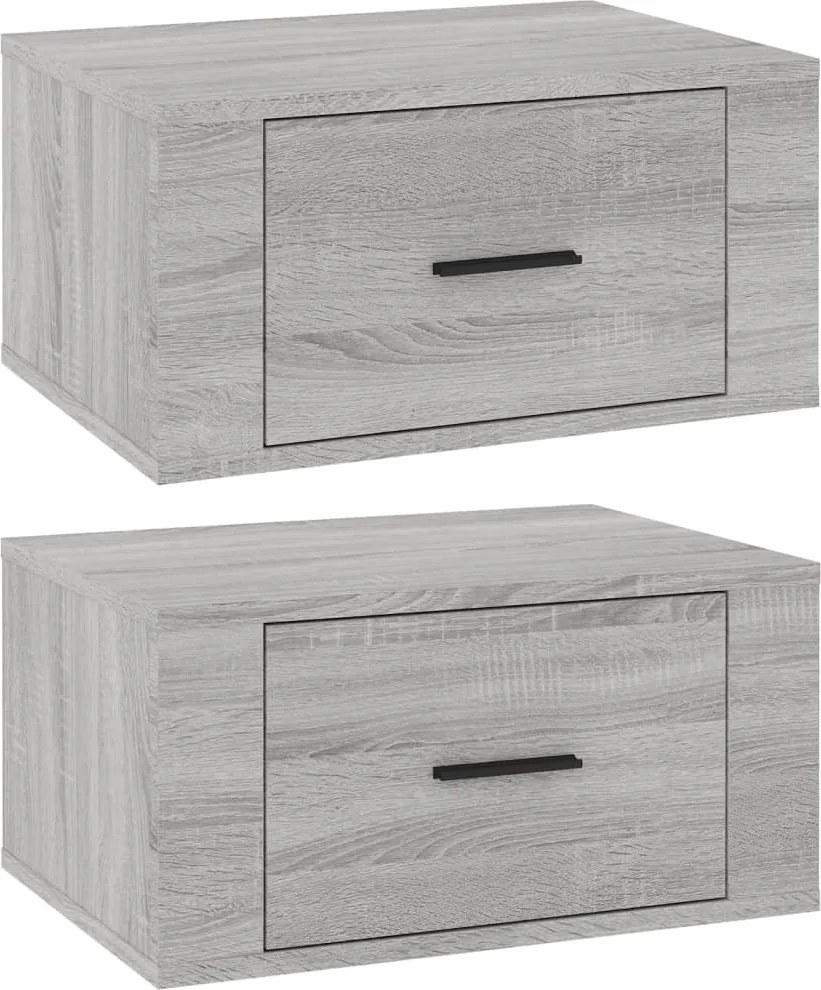 vidaXL 2 db szürke sonoma falra szerelhető éjjeliszekrény 50x36x25 cm