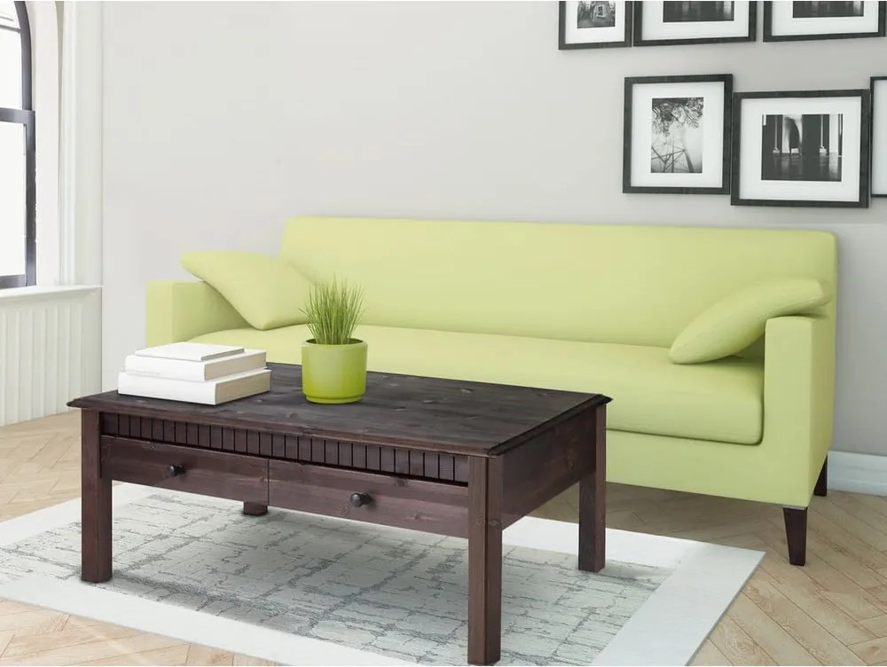 Linda sötétbarna 2 fiókos dohányzóasztal masszív fenyőfából - Støraa