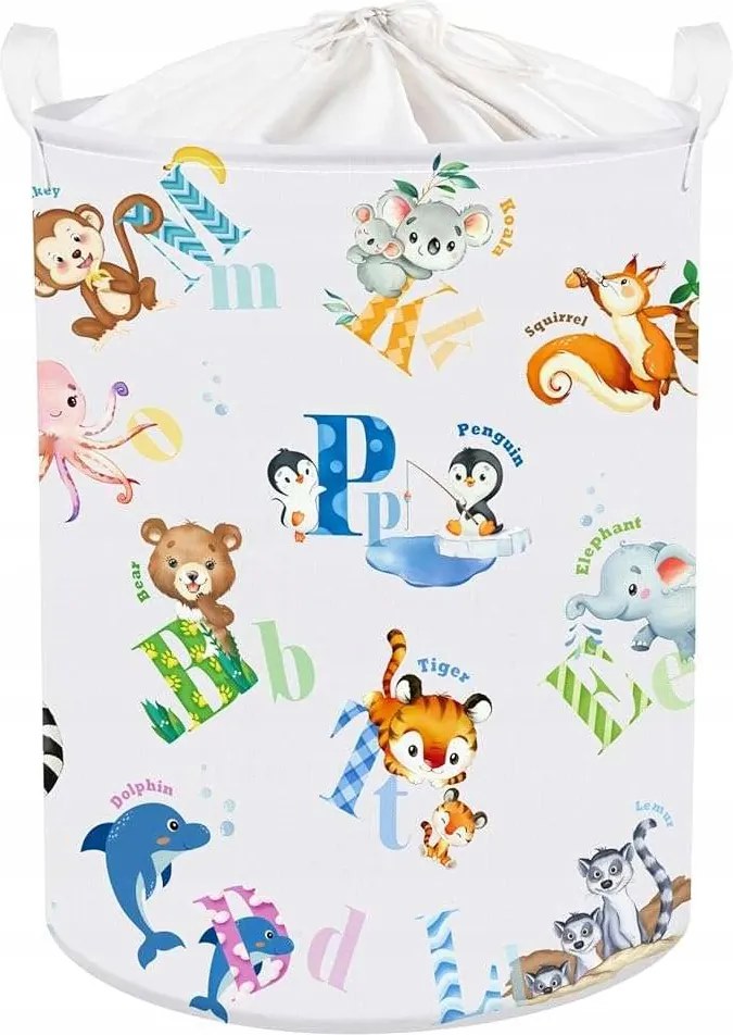 Gyerekruha szennyestartó kosár húzózsinórral összecsukható anyag 45x36cm
