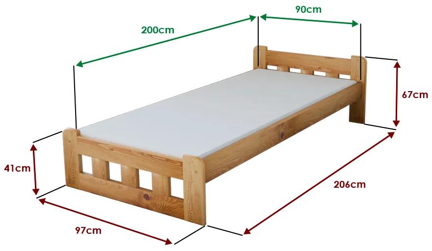 Naomi magasított ágy 90x200 cm, égerfa Ágyrács: Ágyrács nélkül, Matrac: Coco Maxi 19 cm matrac