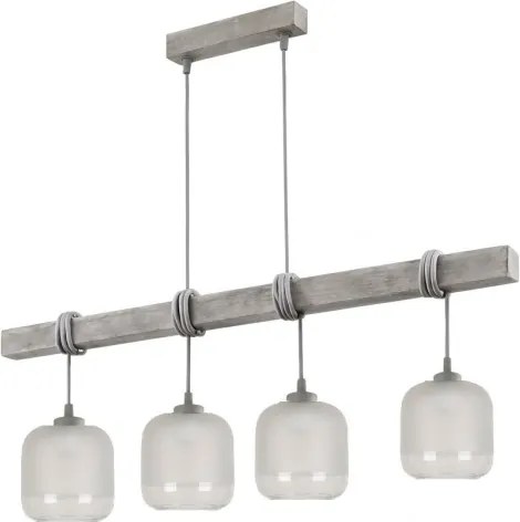 BRILAGI - Kábellel függesztett csillár WOOD GLASS 4xE27/60W/230V fenyő/szürke/fehér