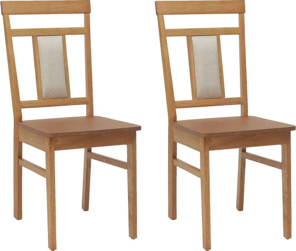 vidaXL Étkezőszék 2 pcs Természetes Tömör Gumi Fa