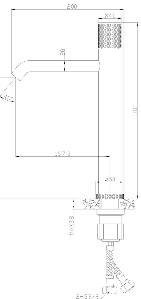 Invena Moonlight, magas mosdócsap h-312, fekete-rózsa arany, INV-BU-77-W14-V
