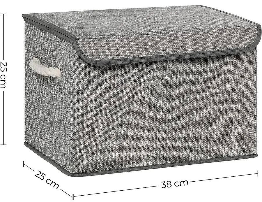 Tárolódobozok fedéllel 3 db-os szett, 38 x 25 x 25 cm, szürke