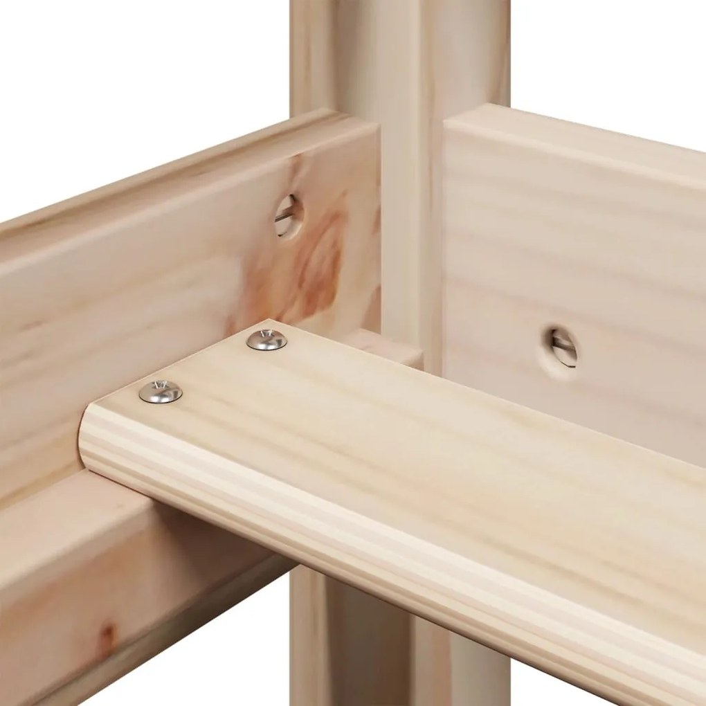 tömör fenyőfa magasított ágy tetővel 90 x 200 cm