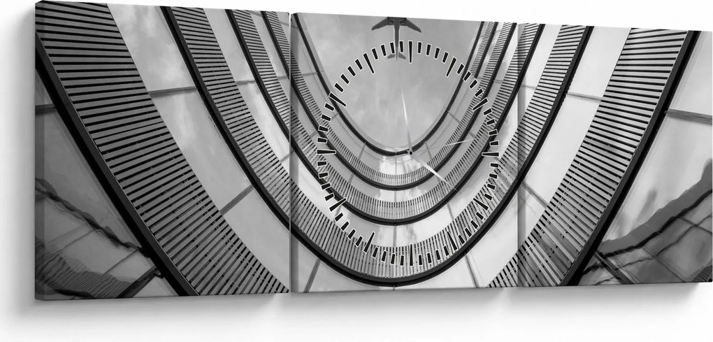 Kép - Repülőgép az épület felett (órával) (90x30 cm)