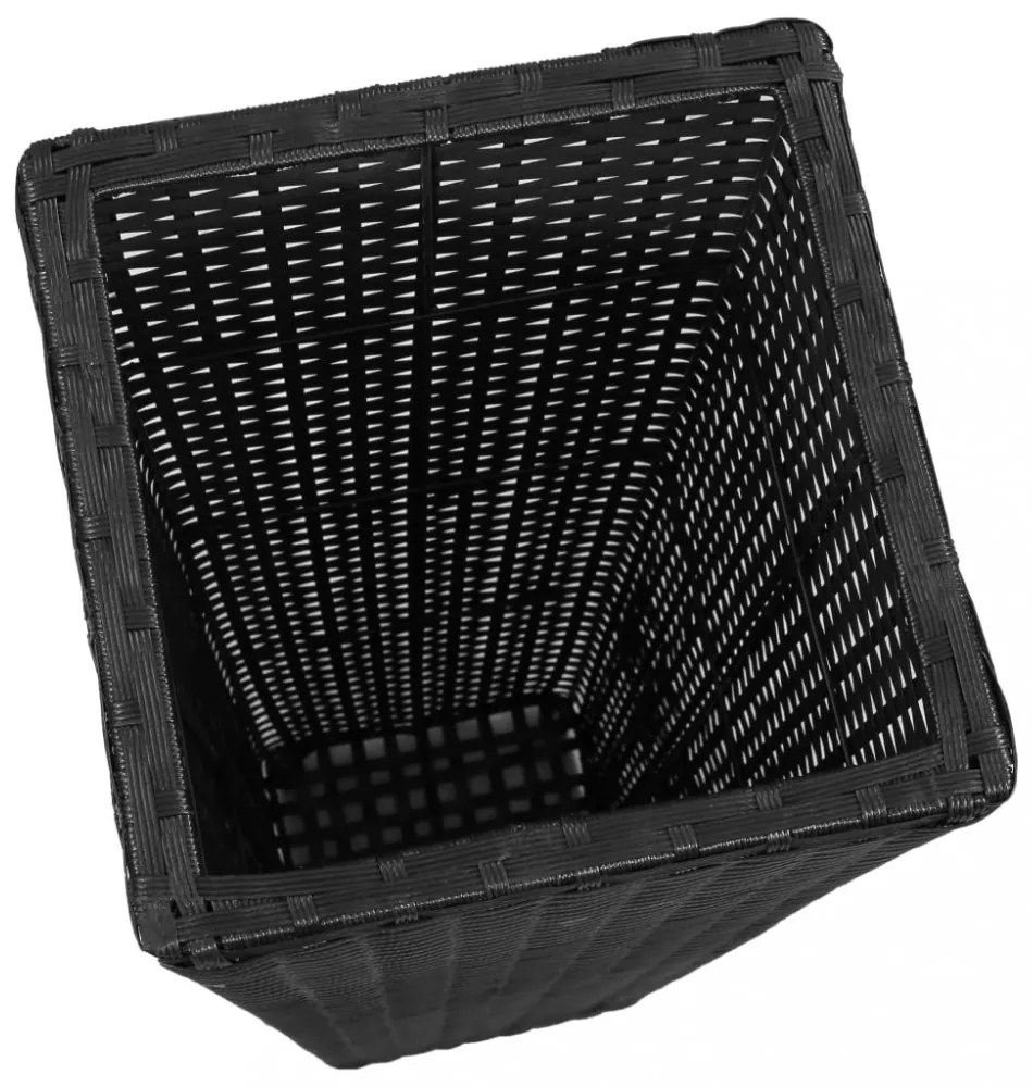 3 db fekete polyrattan kerti magaságyás