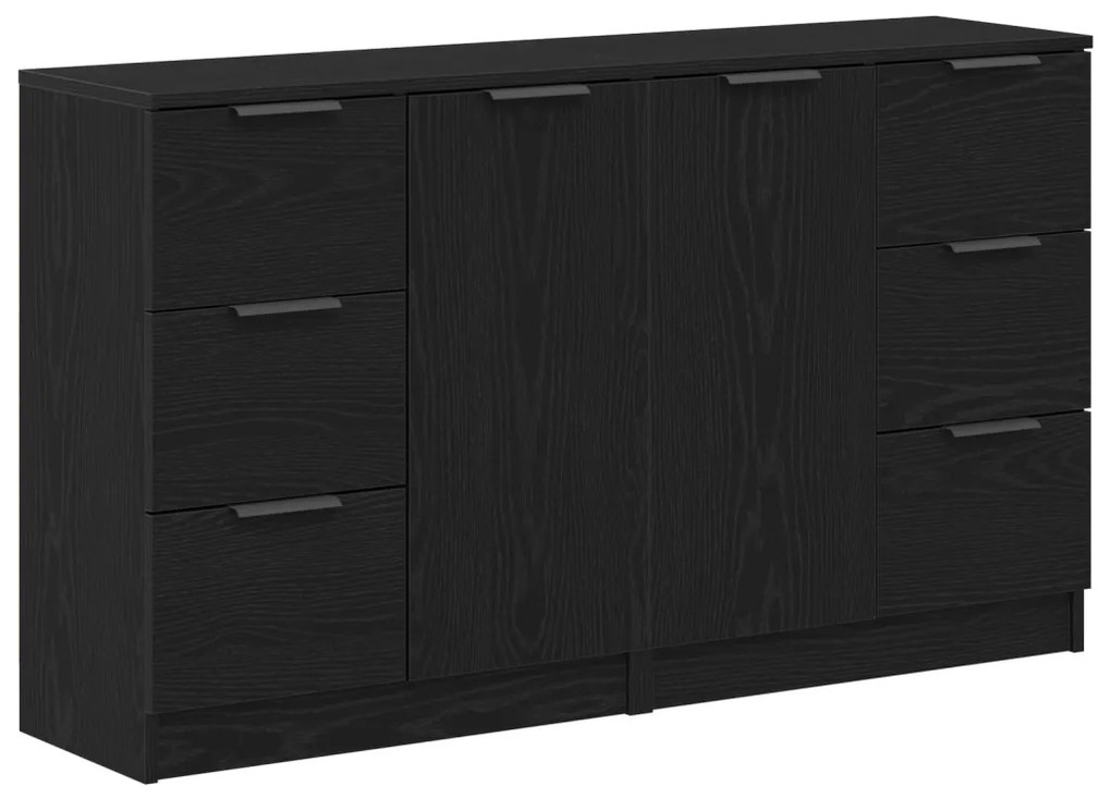 Tálalószekrény fiókkal Fekete tölgy 180 x 30 x 70 cm Faanyag