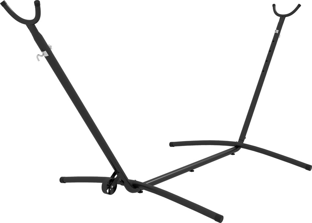 Outsunny Acél Kültéri Függőágy Állvány 90 x 120 x 115 cm, Hordtáskával és Kampókkal, 220 kg-ig Terhelhető, Fekete | Aosom