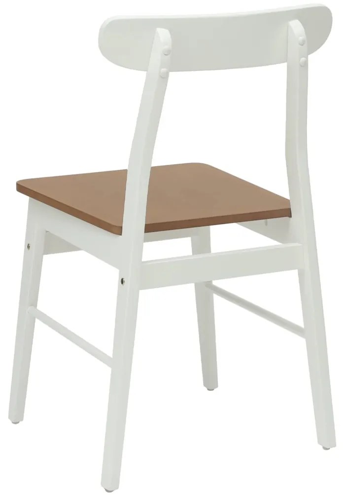 Étkezőszék 2 pcs Fehér és Természetes Tömör fa