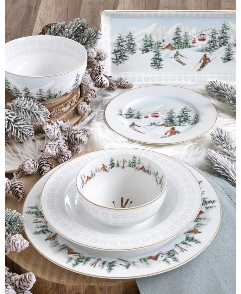 Karácsonyi porcelán nagy bögre 600 ml díszdobozban Chalet