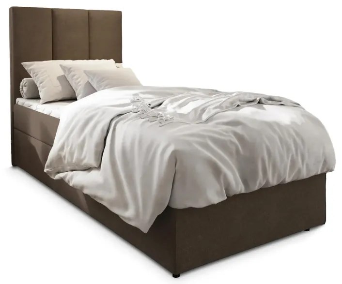 Kárpitozott boxspring ágy MERALIS 100x200 cm barna Matrac: Bonell rugós matrac