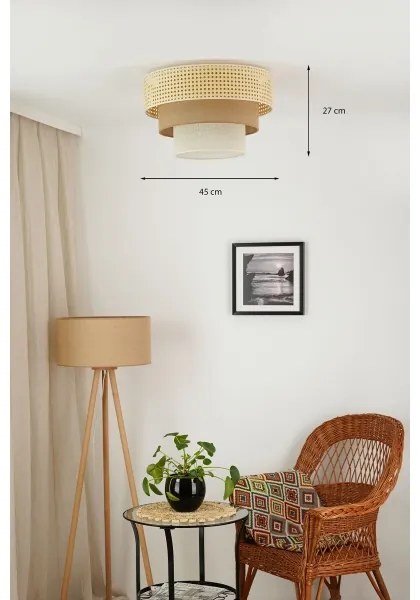 Brilagi Mennyezeti lámpa CEDAR LUNETA 1xE27/15W/230V Ø45 rattan/barna/krém
