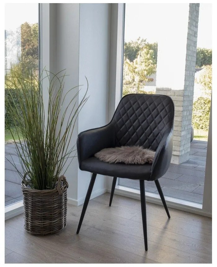 Sötétkék kárpitozott karfás étkezőfotel szett 2 db-os Harbo – House Nordic