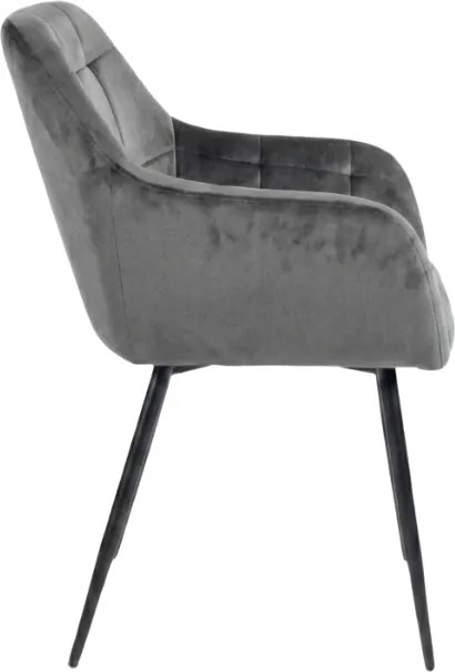 Szürke LOREN VELVET étkezőszék fekete lábakkal