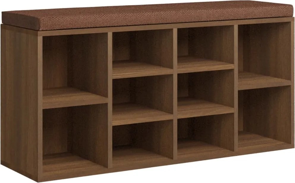 vidaXL barna tölgy szerelt fa cipőtároló pad 103x30x48 cm
