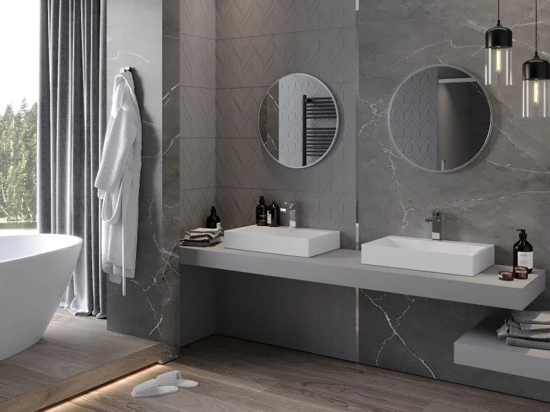 Mexen Loft kerek fürdőszobai tükör 60 cm, inox keret - 9850-060-060-000-10