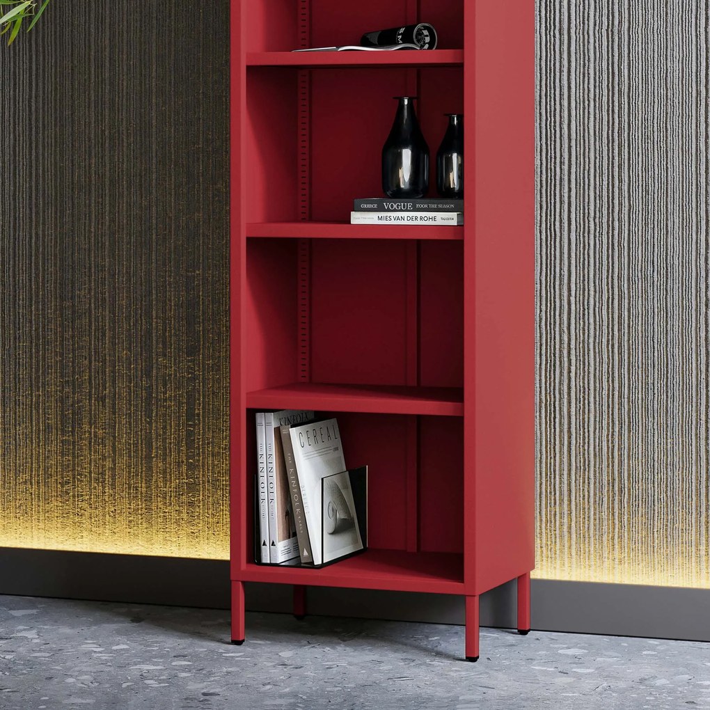 Könyvespolc MARIO, 500 x 1800 x 350 mm, Modern: piros