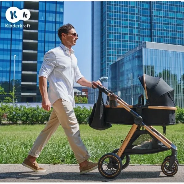 KINDERKRAFT - Kombinált babakocsi 3in1 ESME Pure fekete + autósülés MINK PRO