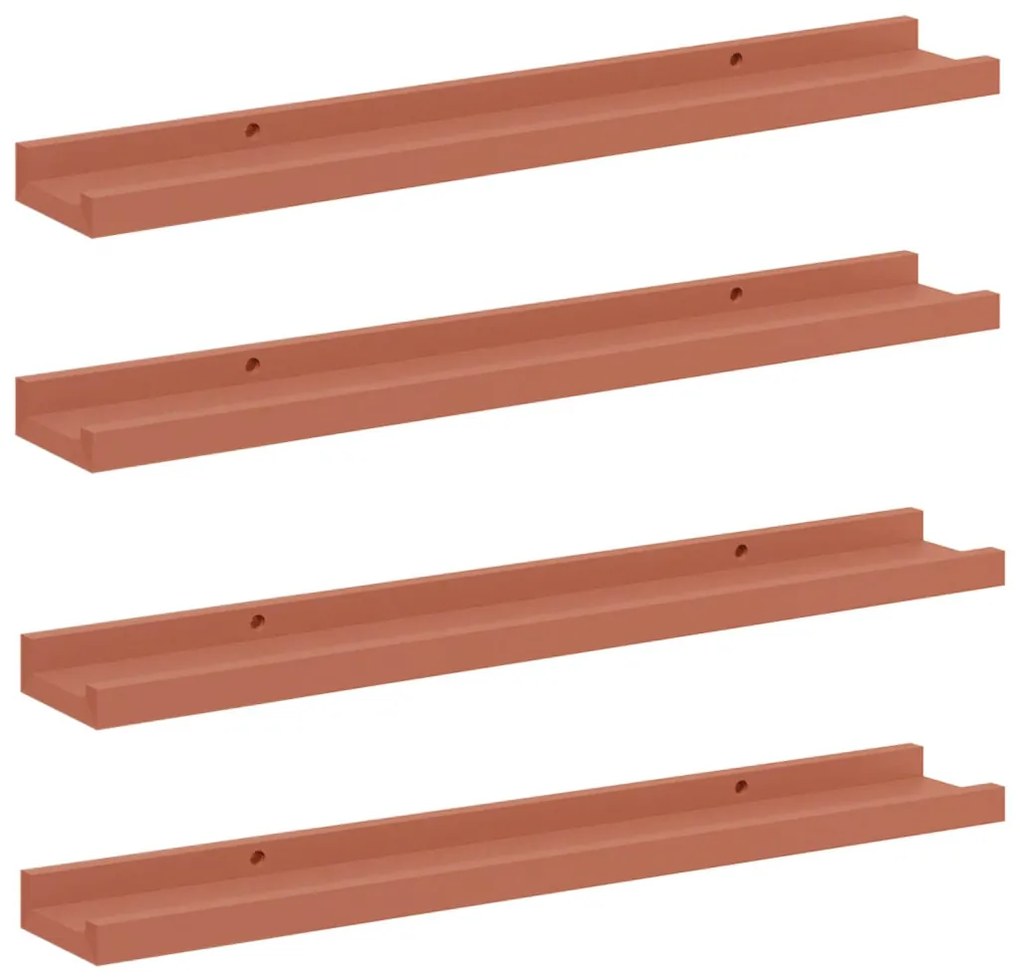 vidaXL Falpolc polcokkal tárolóval 4 pcs Piros 60 x 9 x 3 cm Faanyag