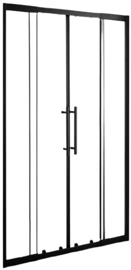 Stuxi Sydney Black 160 cm széles két tolóajtós zuhanyajtó 6 mm vastag vízlepergető biztonsági üveggel, fekete elemekkel, 200 cm magas