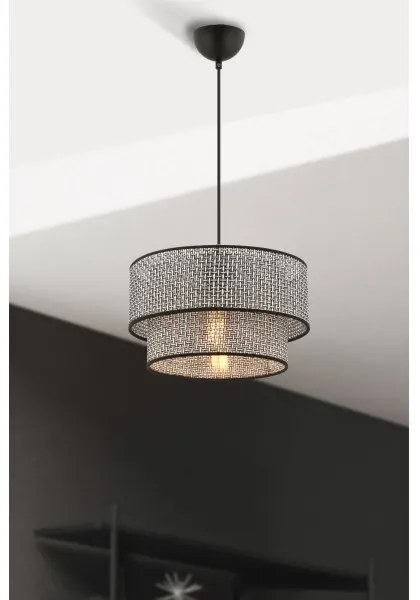 ECHO zsinóros csillár 1xE27/60W/230V szürke/fekete