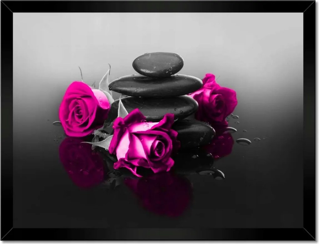 Poszter keretben 40x30 Rózsaszín rózsa Spa Wellness