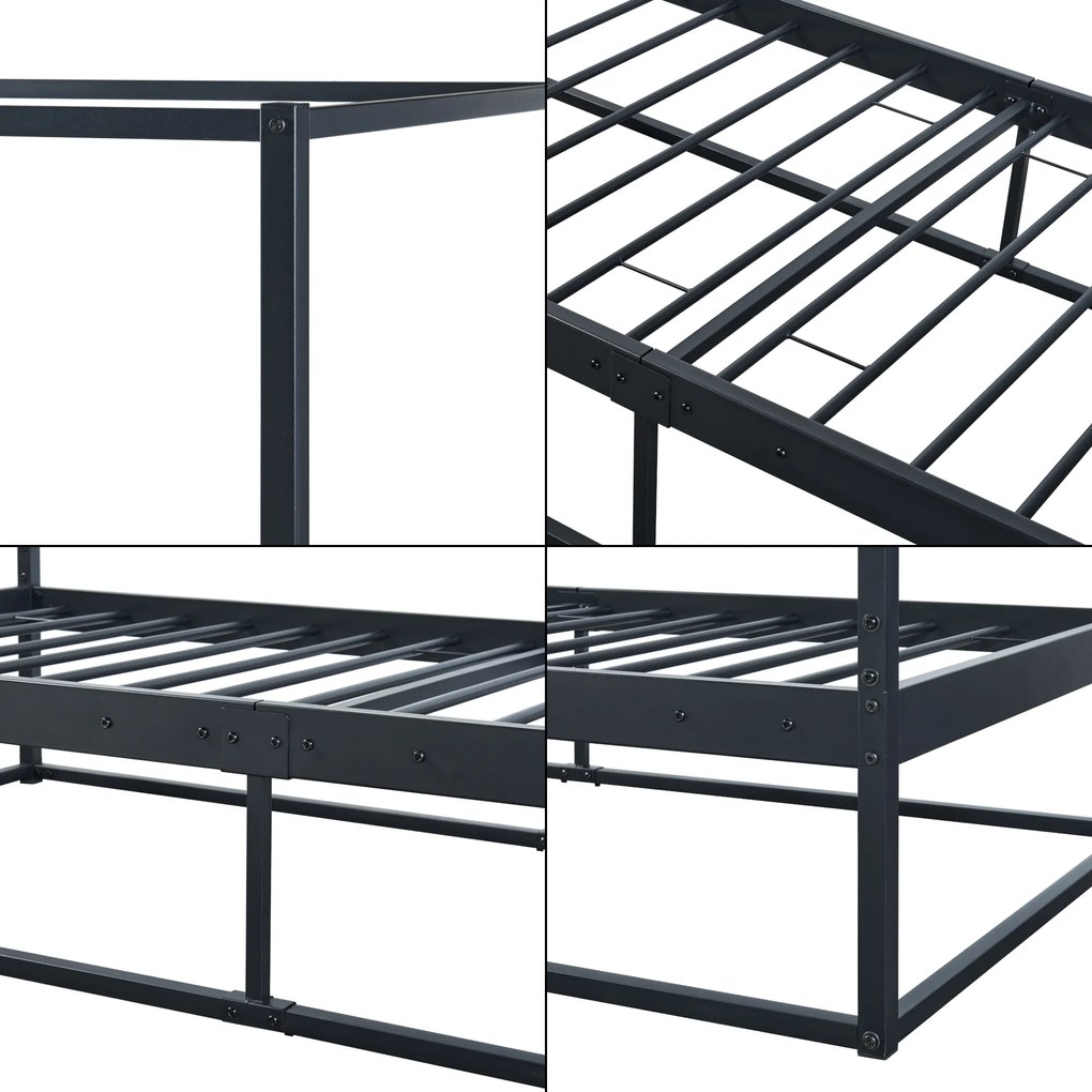 [en.casa] Baldachinos ágy Kristianstad matraccal 90x200 cm fekete