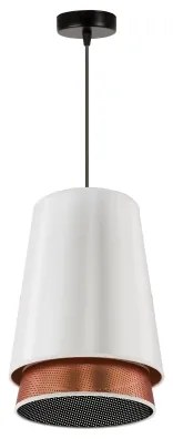 Duolla - Csillár zsinóron BELL SHINY 1xE27/15W/230V átm. 25 cm fehér/réz