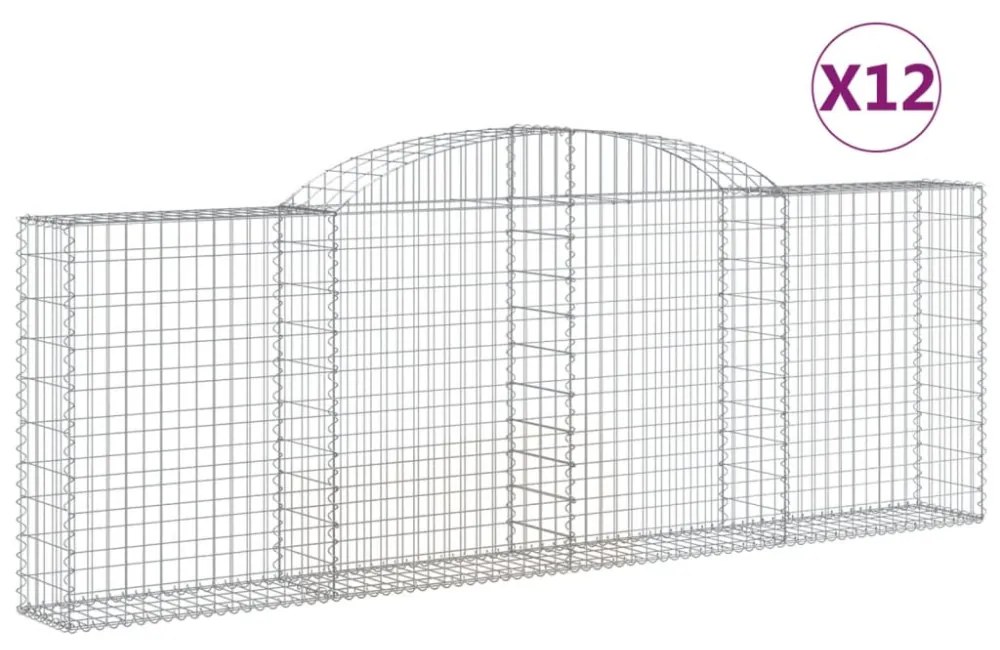 12 db íves horganyzott vas gabion kosár 300 x 30 x 100/120 cm
