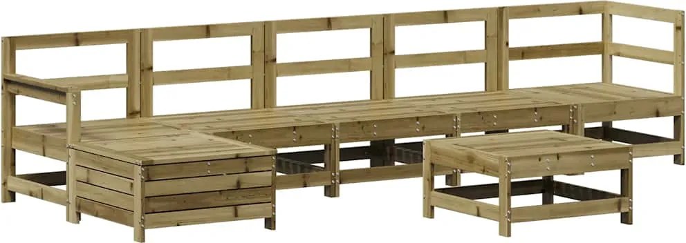 vidaXL 7 részes impregnált fenyőfa kerti ülőgarnitúra