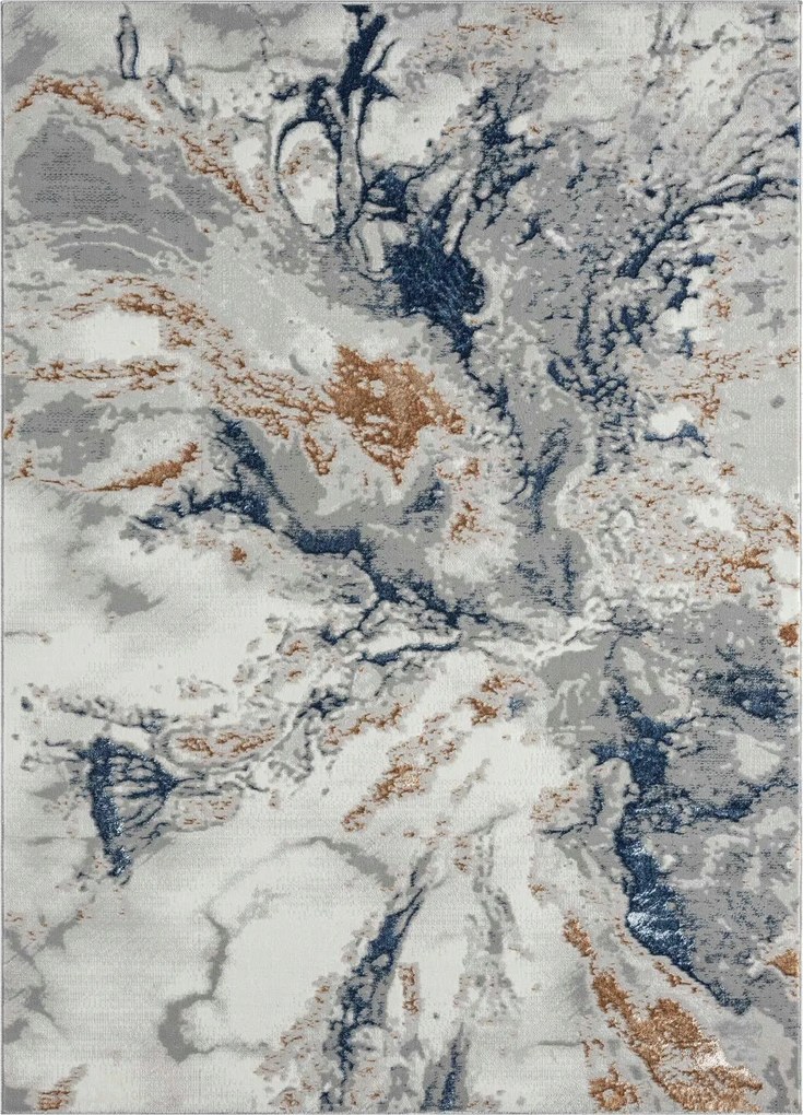 Szőnyeg nappaliba 133x190cm, plüss puha szál, krémes-kék beton mintázat