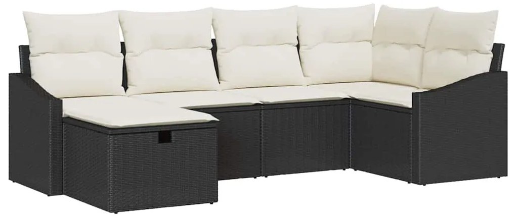 Kerti Kanapé Szett 6 pcs Fekete 55 x 62 x 69 cm Poli rattan