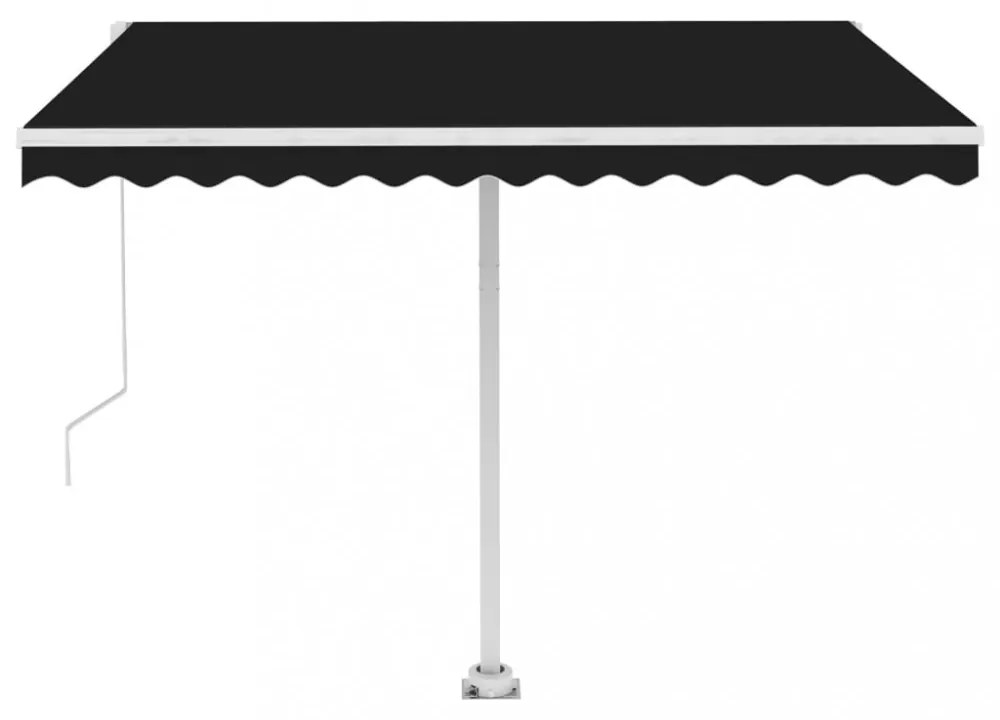 antracitszürke kézzel kihúzható póznás napellenző 350 x 250 cm