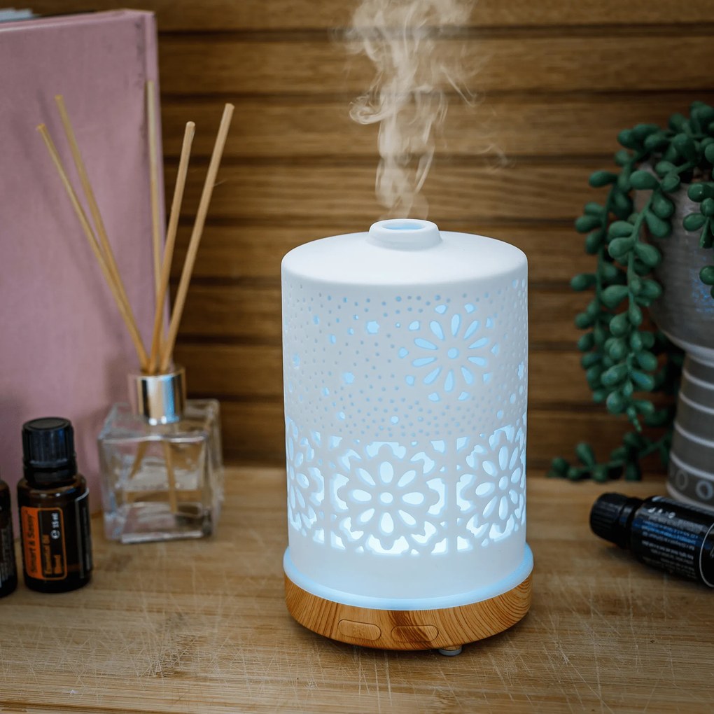 Aroma diffúzor/párásító, fehér/natúr, AMAYA