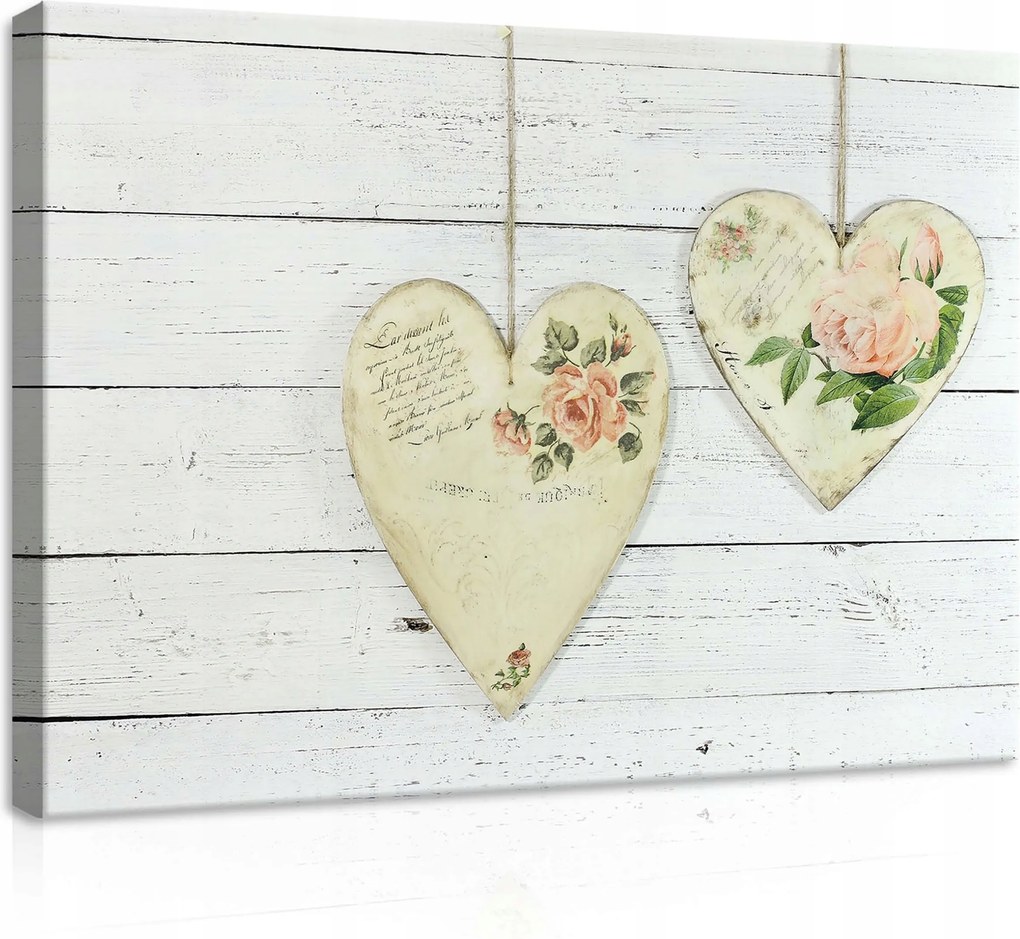 Vászonkép 70x50 Szerelem szív rózsa virágok dekupázs romantika érzelem