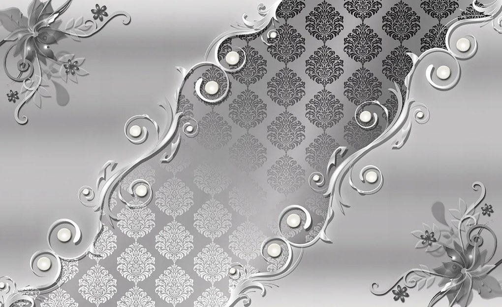 Fotótapéta flizelina Ezüst gyöngyök Elegancia Tekercses design 208x146 +ragasztó